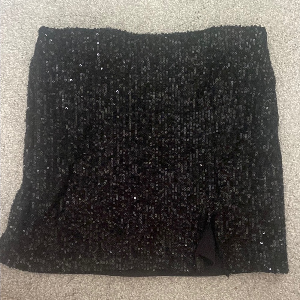 Art Class Black Sequin Pencil Mini Skirt
